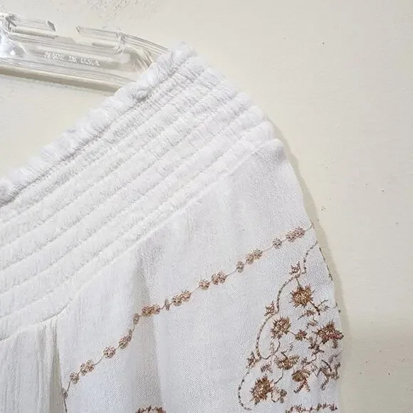 Xhilaration off the shoulder embroidered short sleeve peasant dress woman size S - Picture 4 of 8